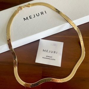 MEJURI Bold Herringbone Chain Necklace 16” EUC